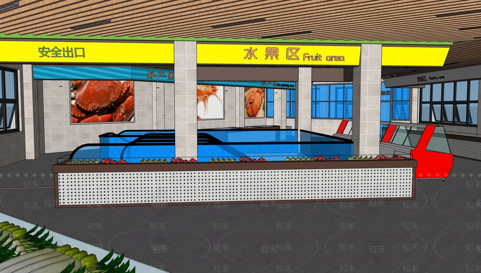现代超市SU模型下载【ID:1101937187】