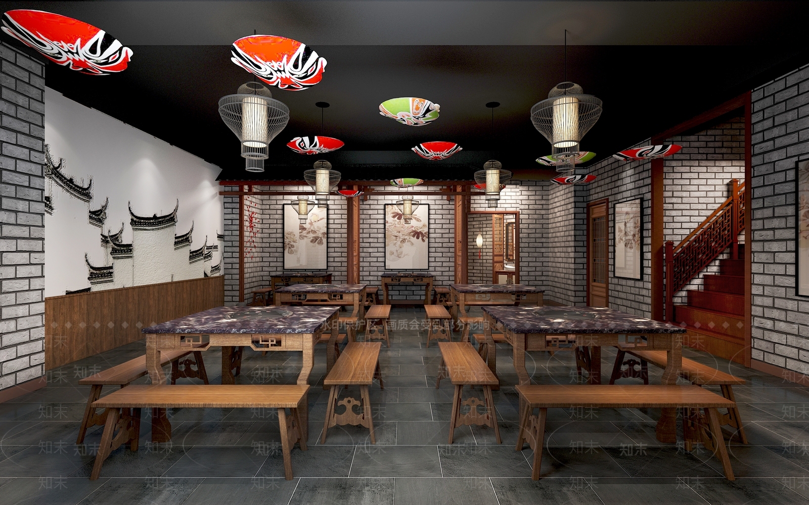 中式火锅店3D模型下载【ID:1101939984】
