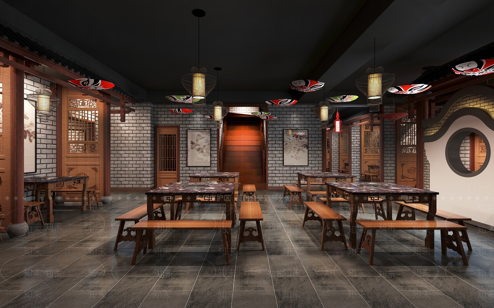 中式火锅店3D模型下载【ID:1101939984】