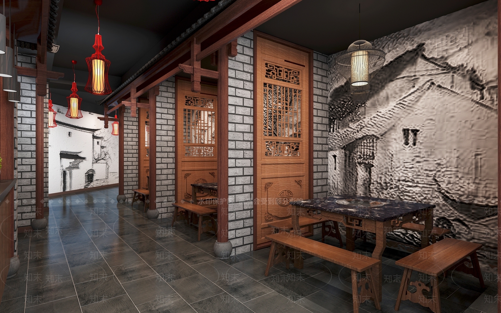 中式火锅店3D模型下载【ID:1101939984】