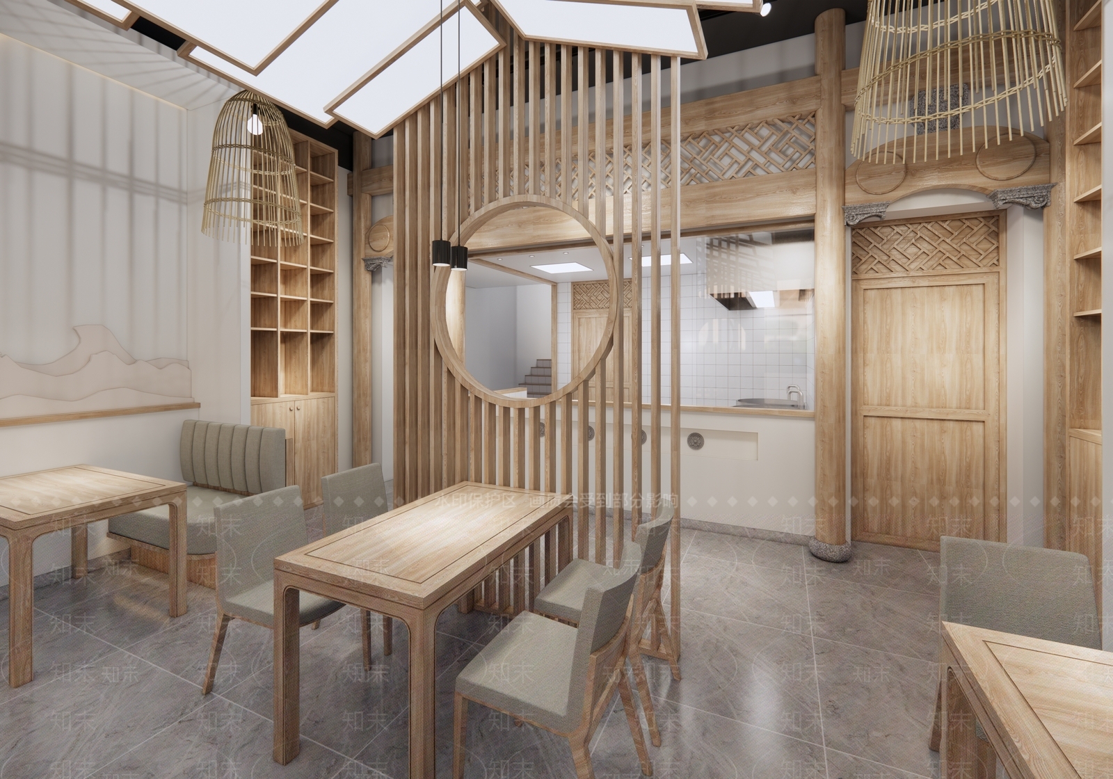 新中式餐厅SU模型下载【ID:1101943036】