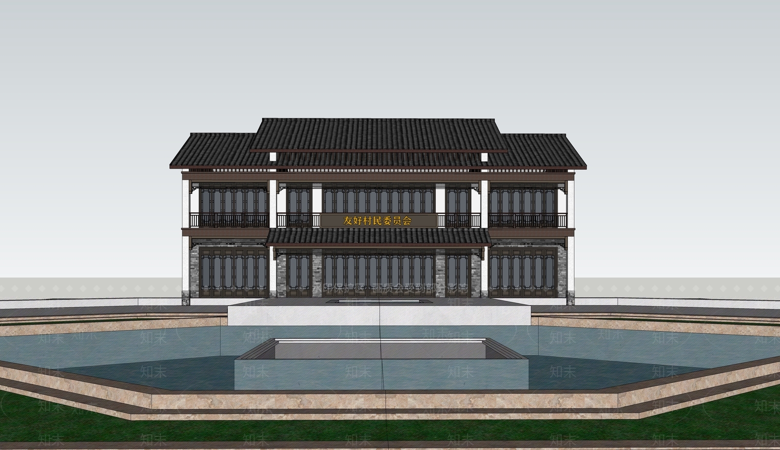 新中式其他公建SU模型下载【ID:1101944000】
