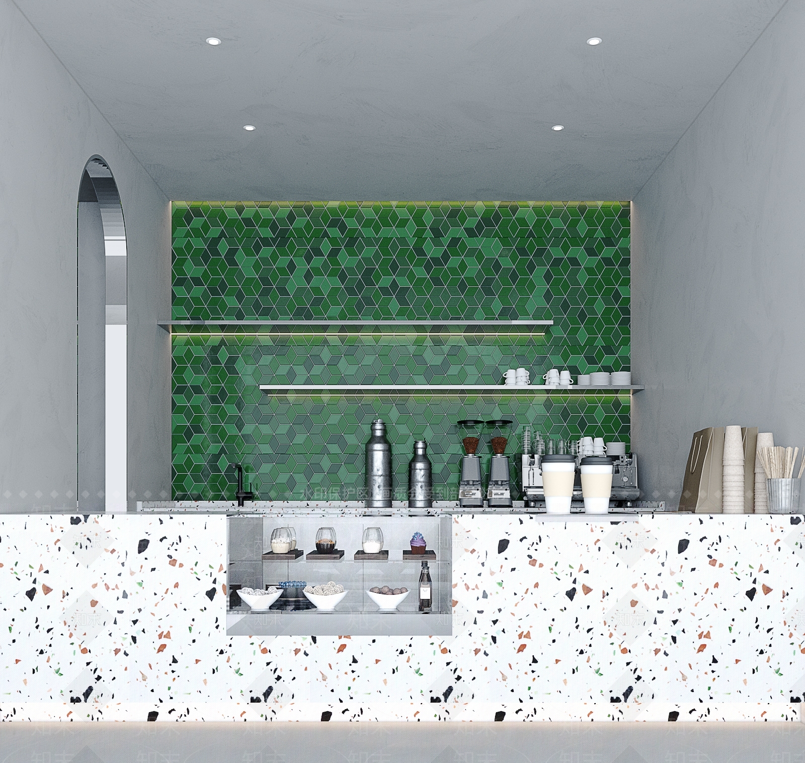 现代咖啡店吧台3D模型下载【ID:1101948399】