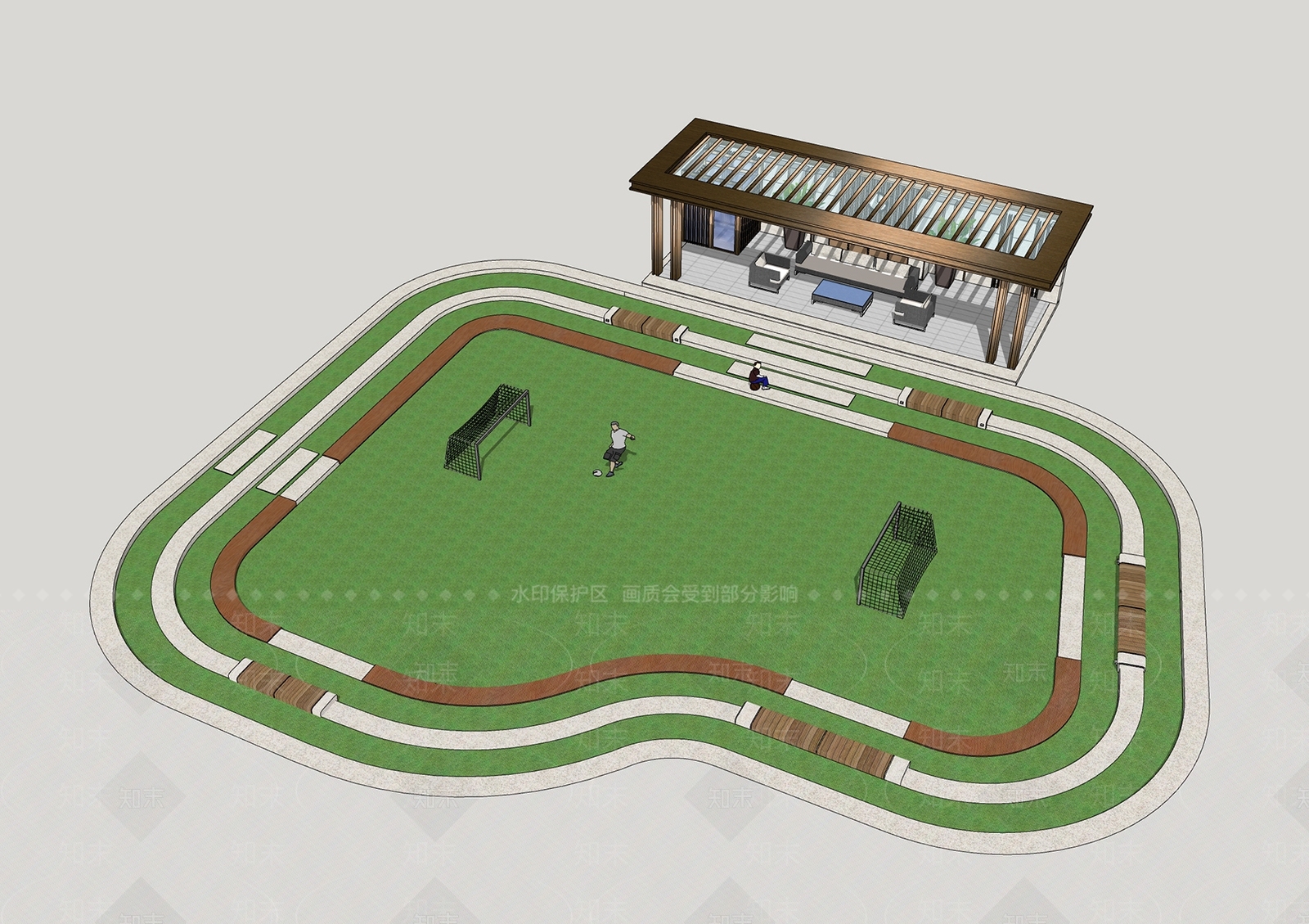 现代足球场SU模型下载【ID:1101950631】