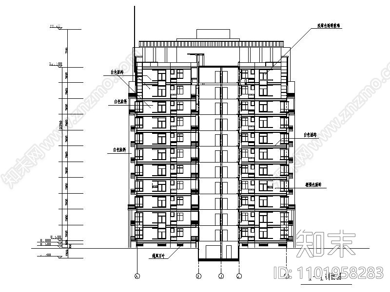 住宅楼建筑施工图cad施工图下载【ID:1101958283】