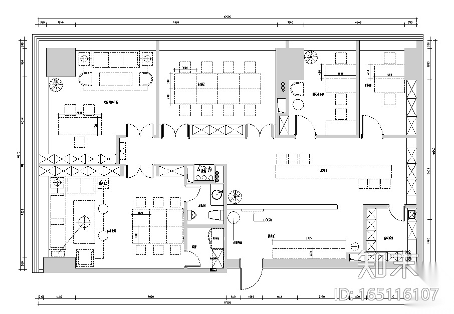 [新疆]某金融公司办公空间设计施工图+实景图(新中式二...施工图下载【ID:165116107】