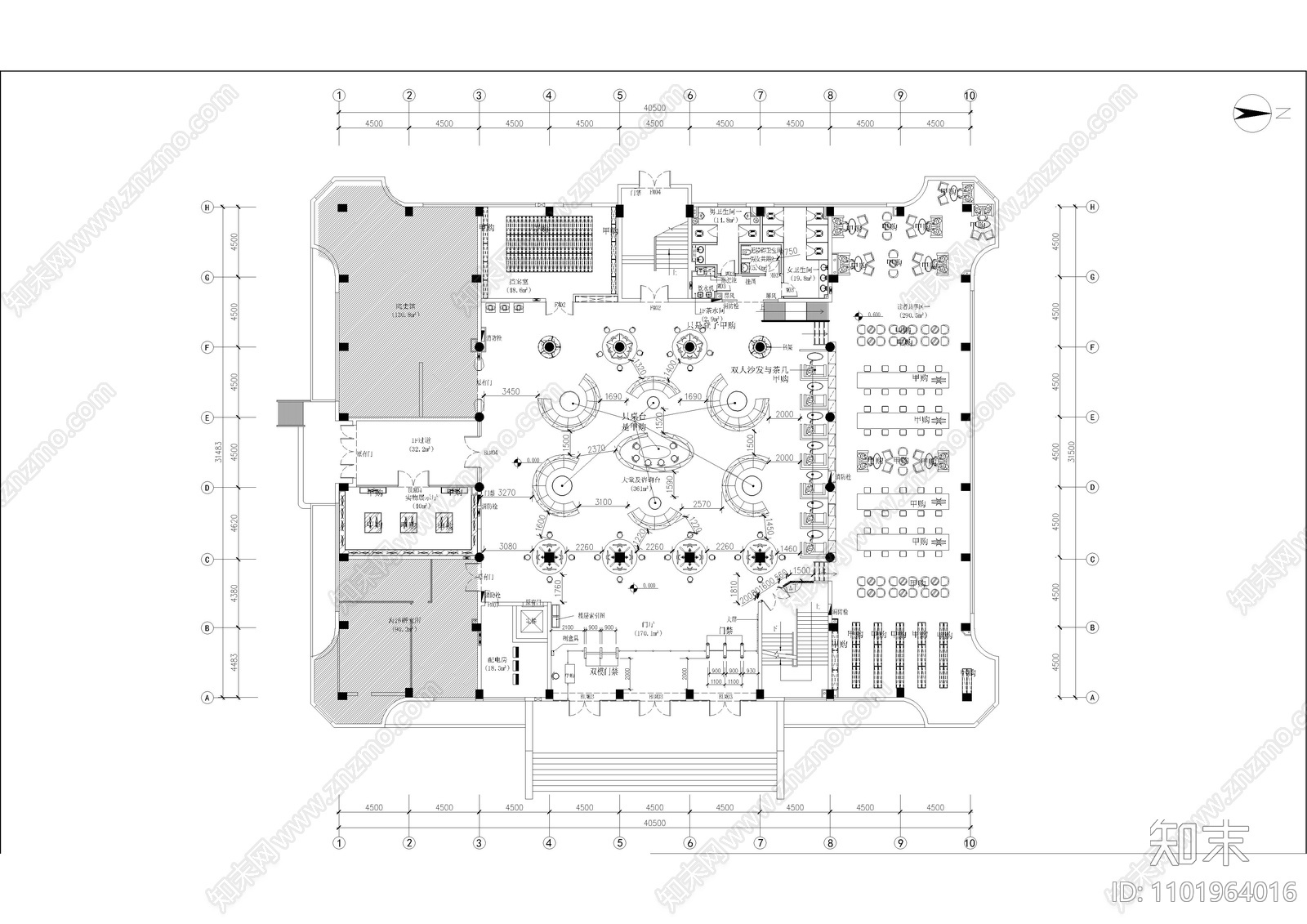 中大图书馆大堂cad施工图下载【ID:1101964016】
