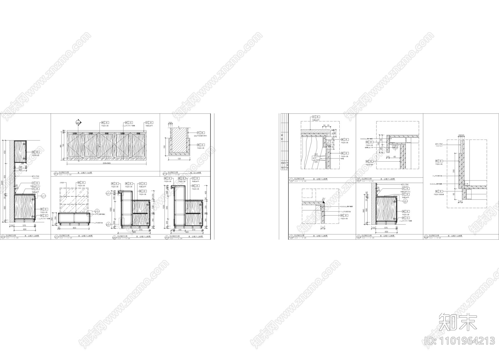 图书馆异型造型柜大样图cad施工图下载【ID:1101964213】