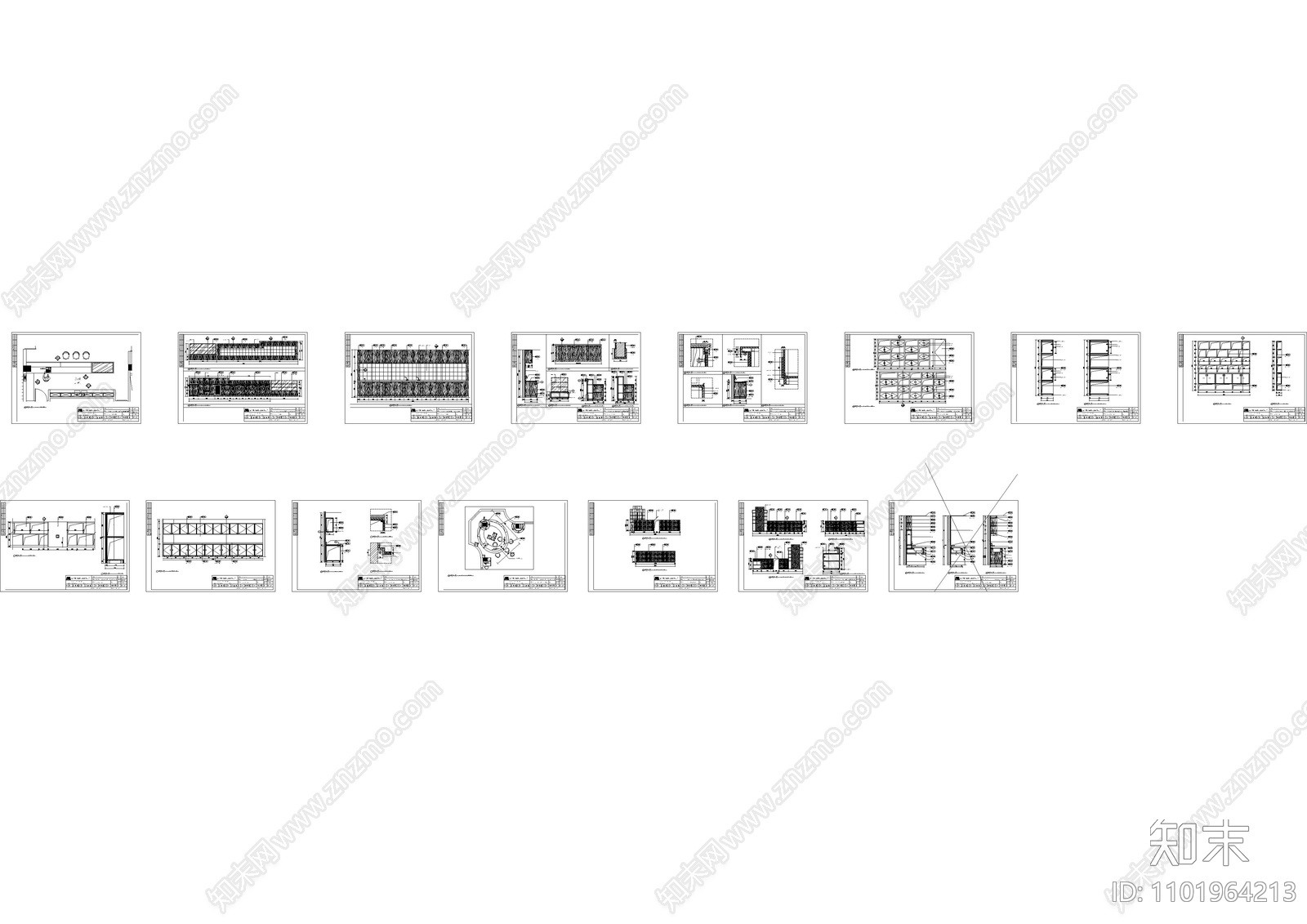 图书馆异型造型柜大样图cad施工图下载【ID:1101964213】