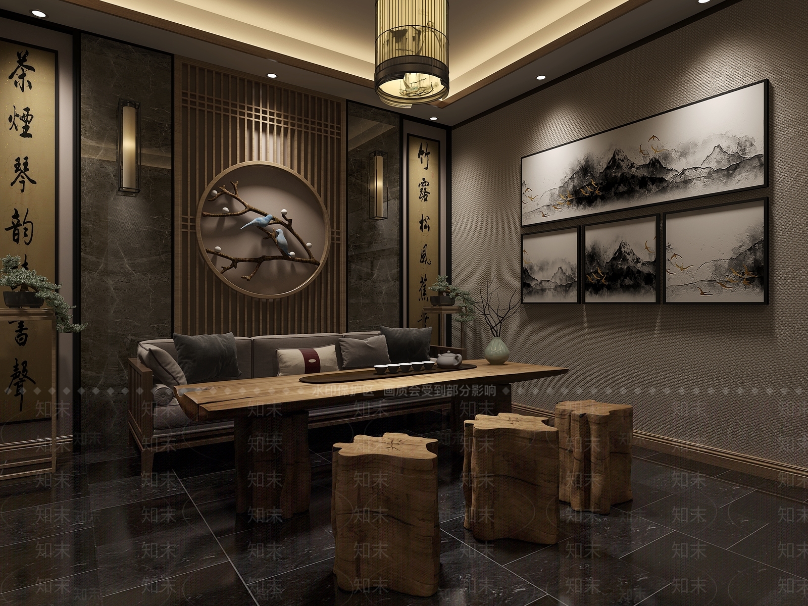 新中式茶馆3D模型下载【ID:1101964796】