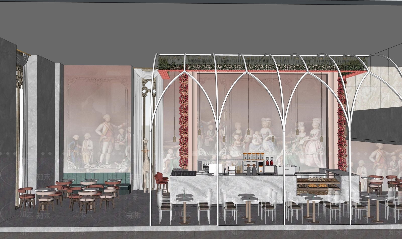 欧式咖啡厅SU模型下载【ID:1101964896】