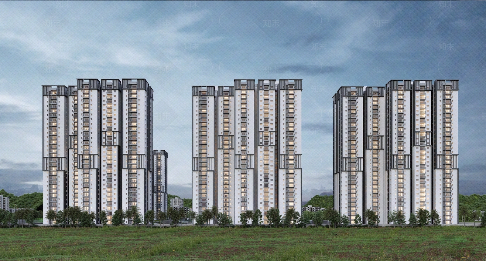 小区住宅建筑窗景图贴图下载【ID:1101969356】