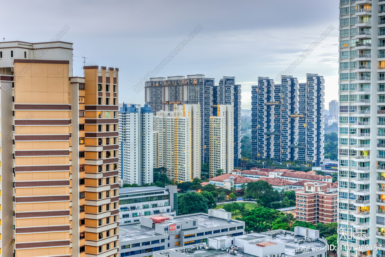 小区住宅建筑窗景图贴图下载【ID:1101969157】