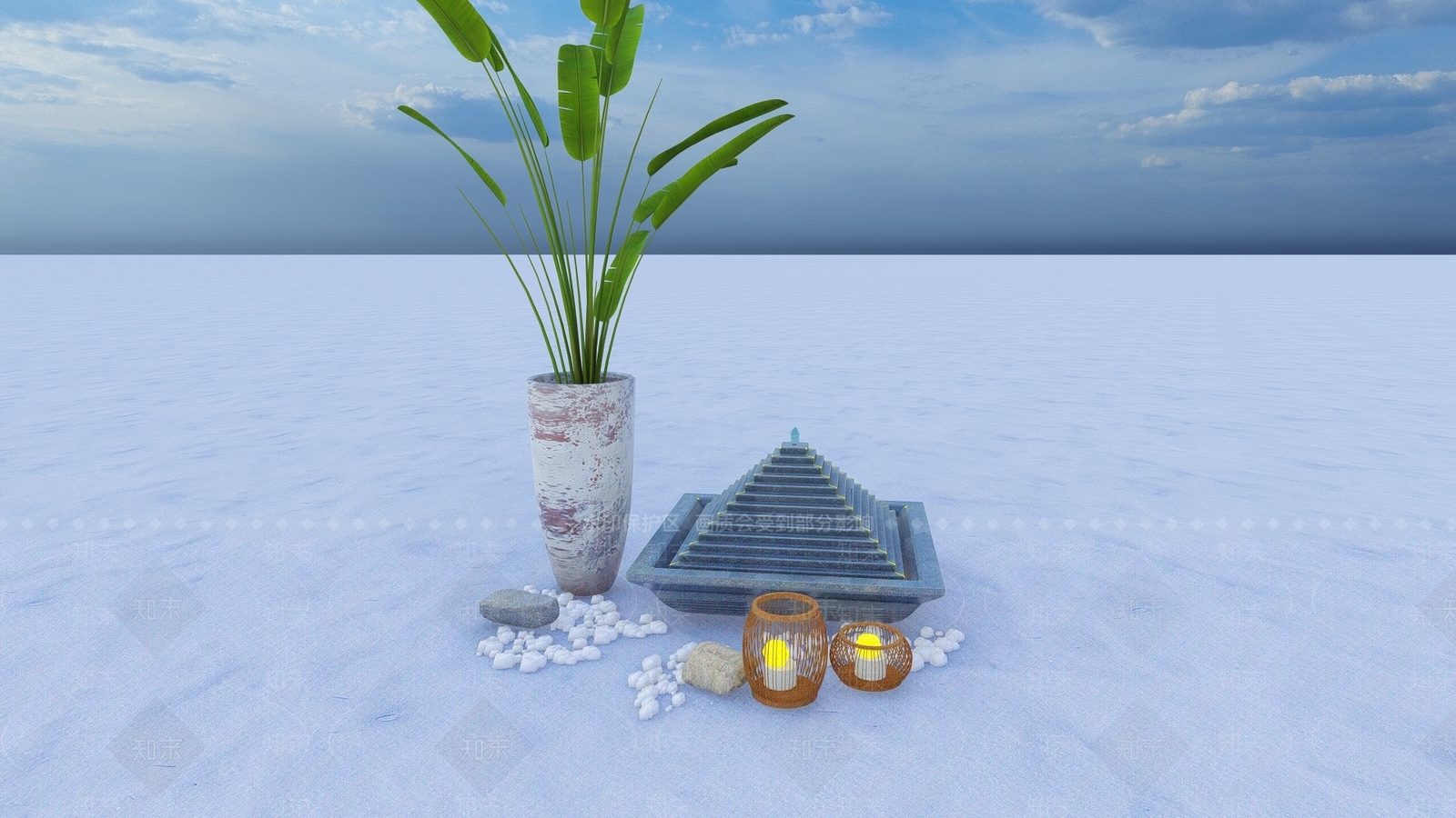 现代喷泉SU模型下载【ID:1101970942】