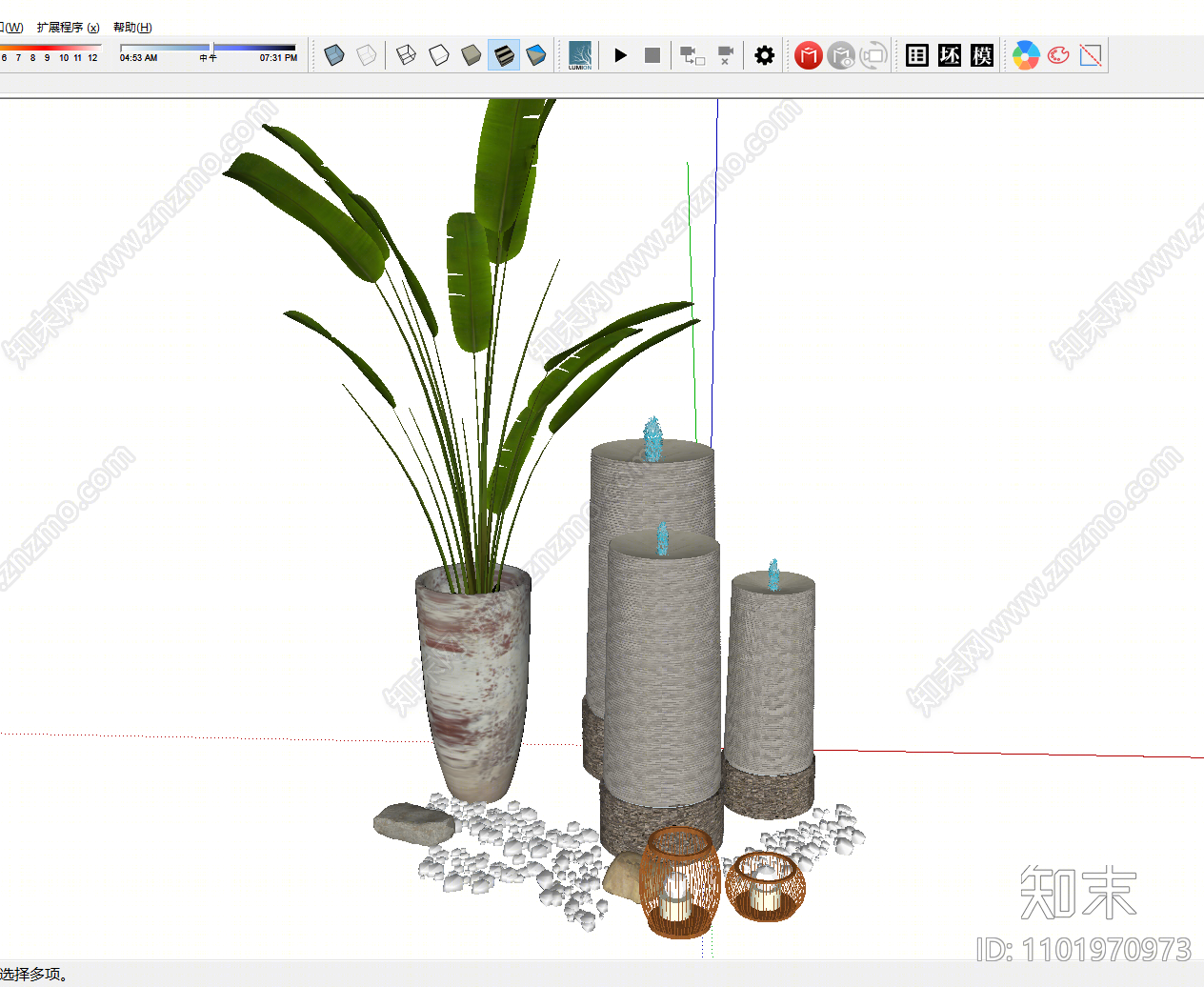 现代喷泉SU模型下载【ID:1101970973】