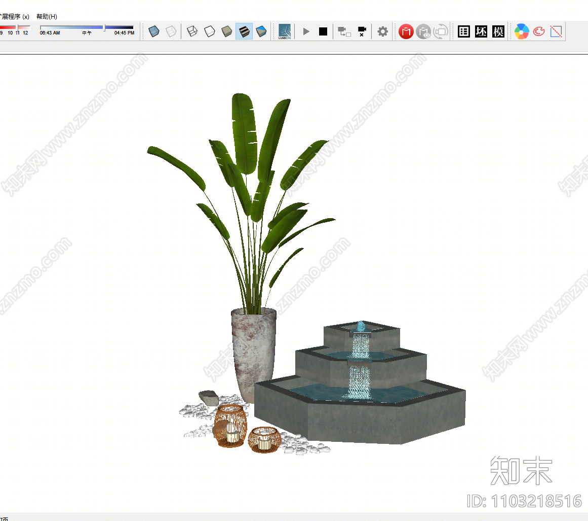 现代三层跌水小景SU模型下载【ID:1103218516】