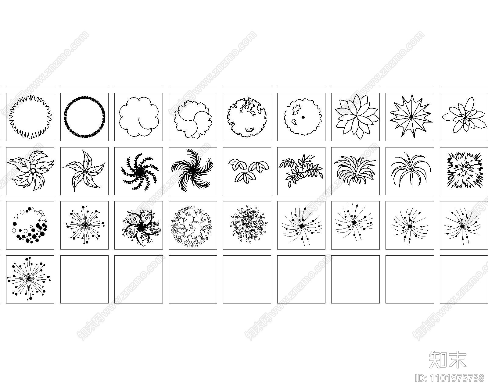 平面绿植图库施工图下载【ID:1101975738】