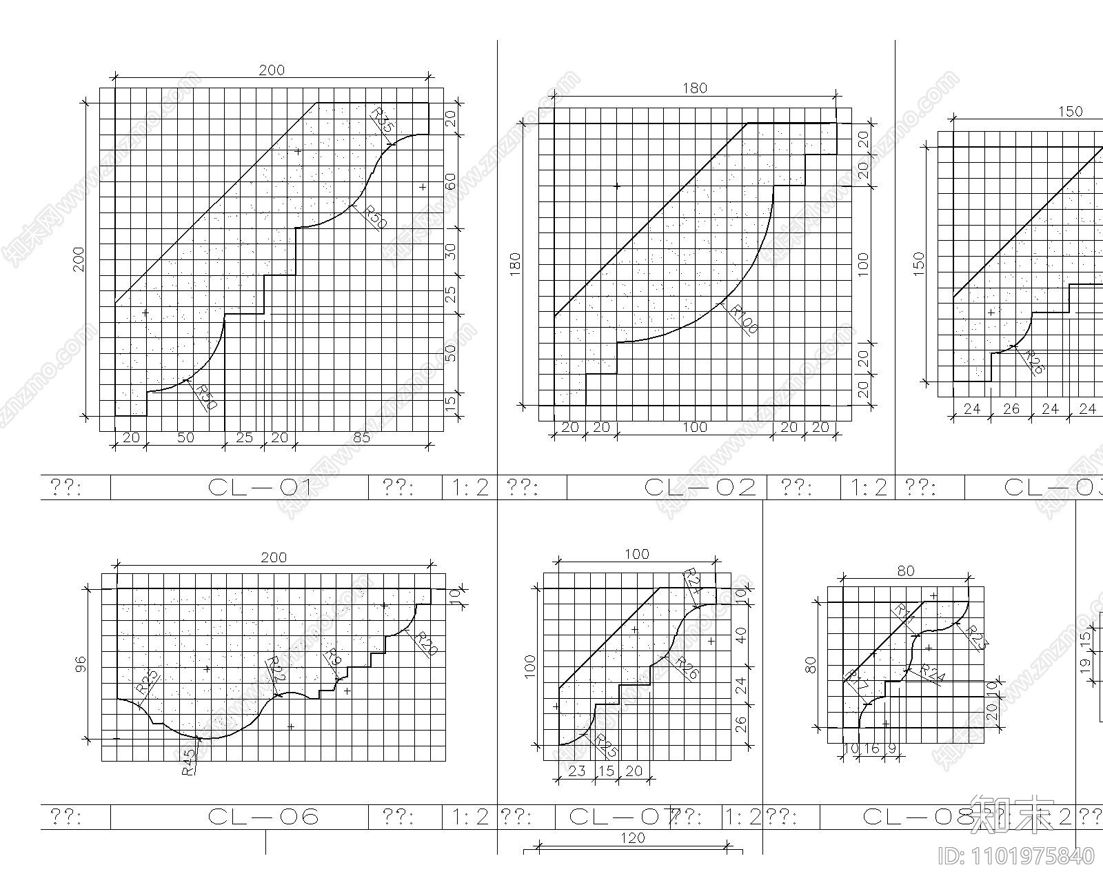 石膏放样线条图库施工图下载