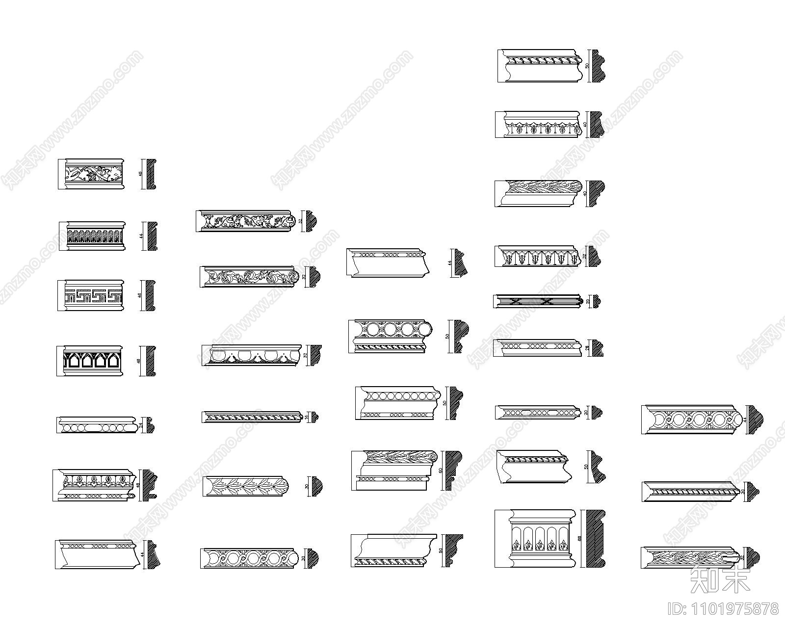 现代及欧式花纹线条集合施工图下载【ID:1101975878】