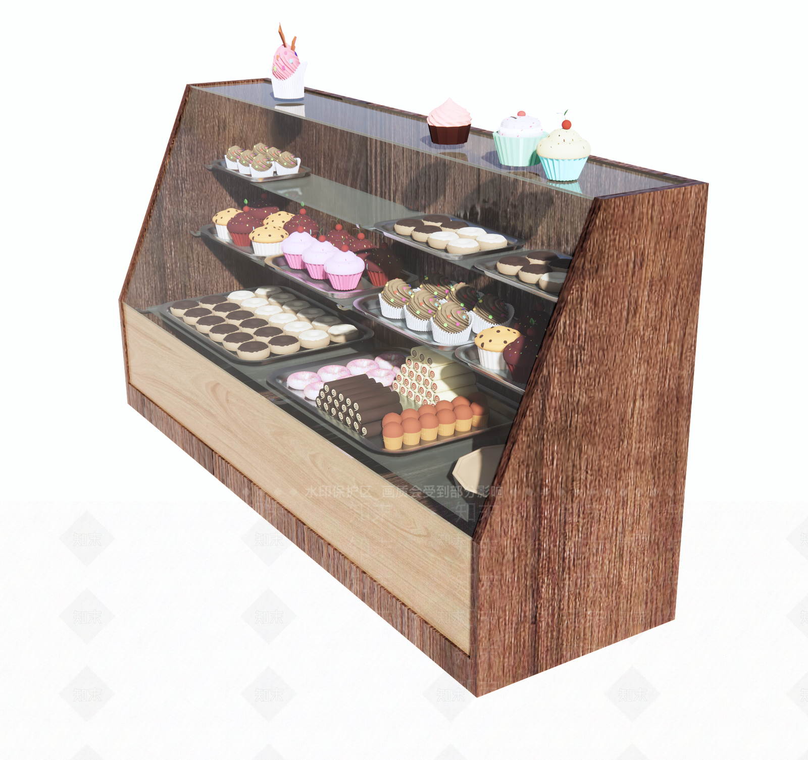 现代蛋糕柜SU模型下载【ID:1101978630】