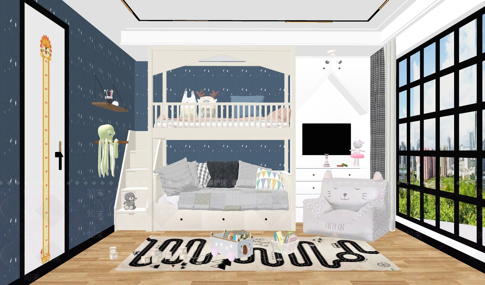 现代儿童房SU模型下载【ID:1101980598】