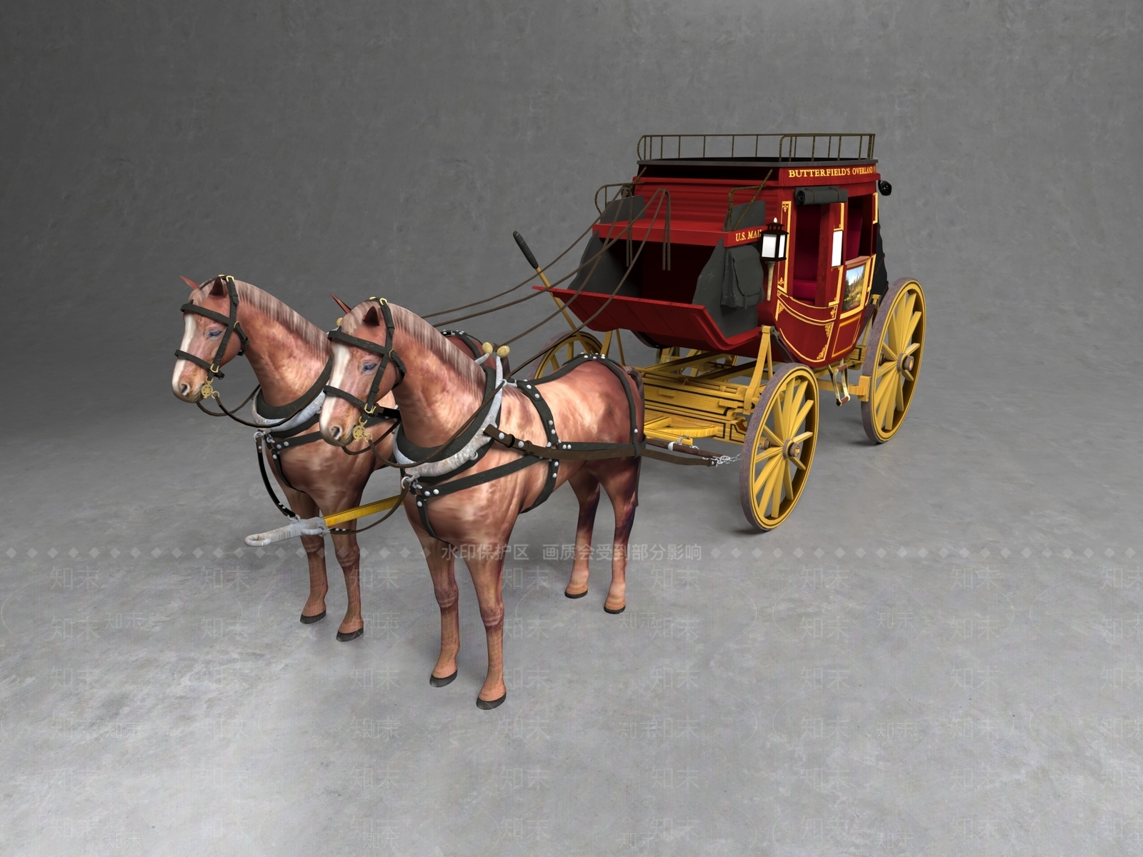 欧式古典马车3D模型下载【ID:1101985770】