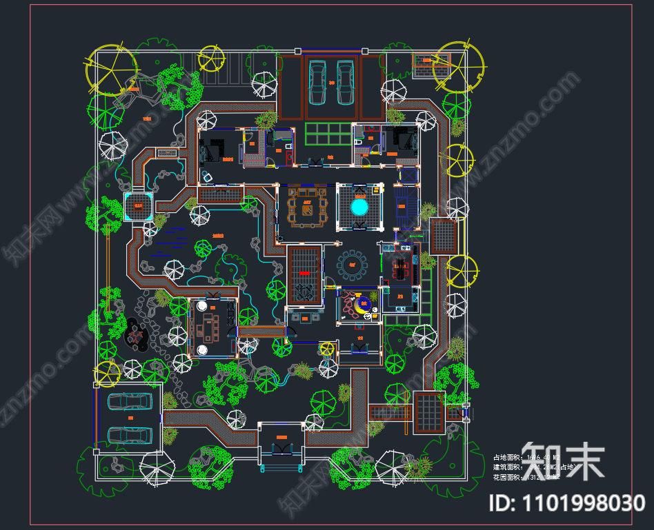 中式庭院四合院建筑平面图cad施工图下载【ID:1101998030】