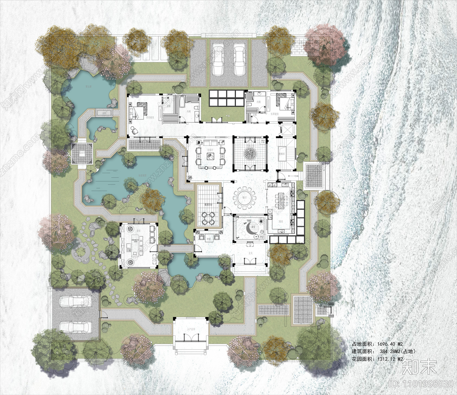 中式庭院四合院建筑平面图cad施工图下载【ID:1101998030】