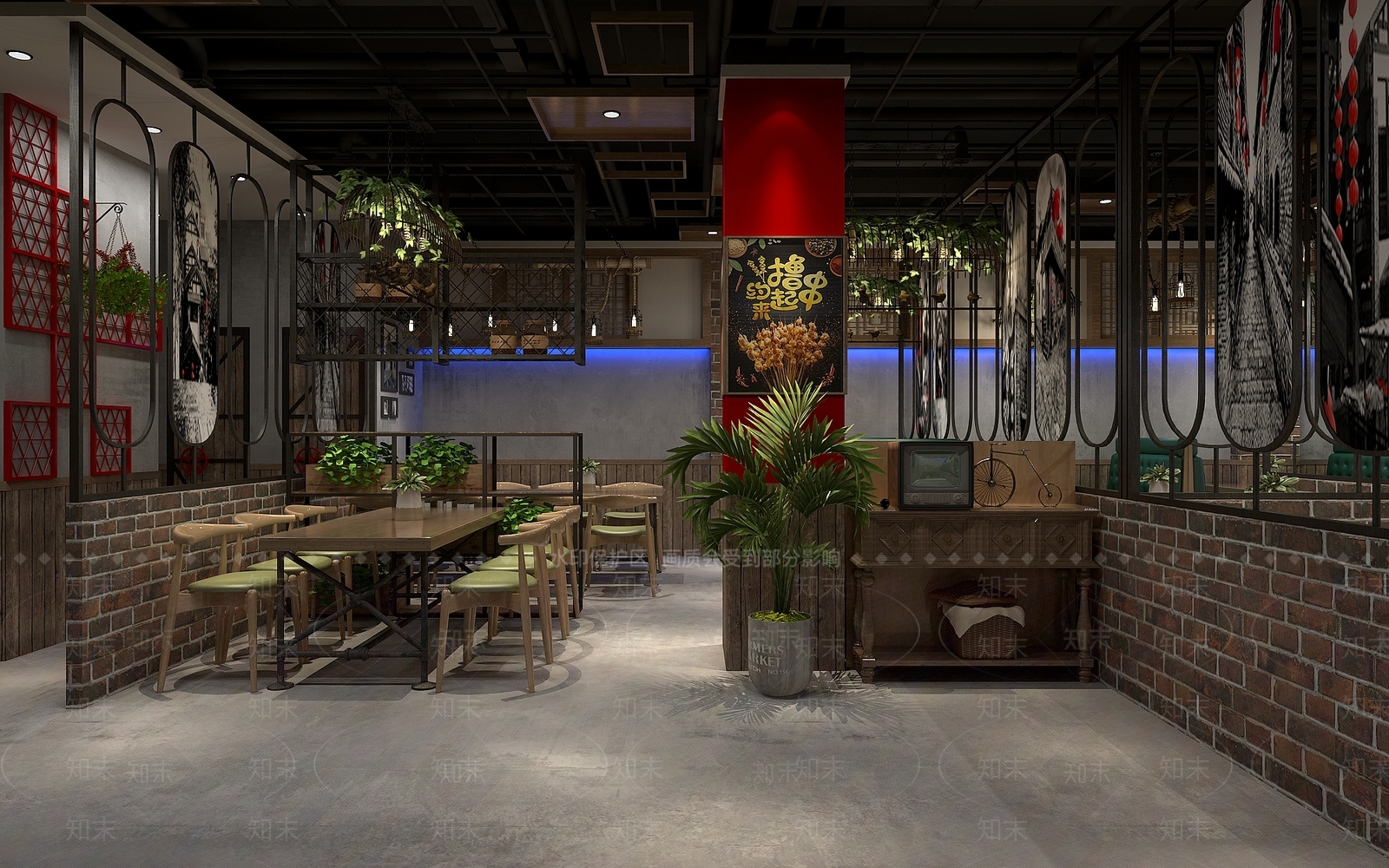 工业风火锅店3D模型下载【ID:1101998621】