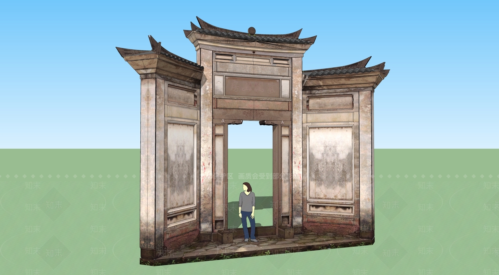 中式牌坊SU模型下载【ID:1101999082】