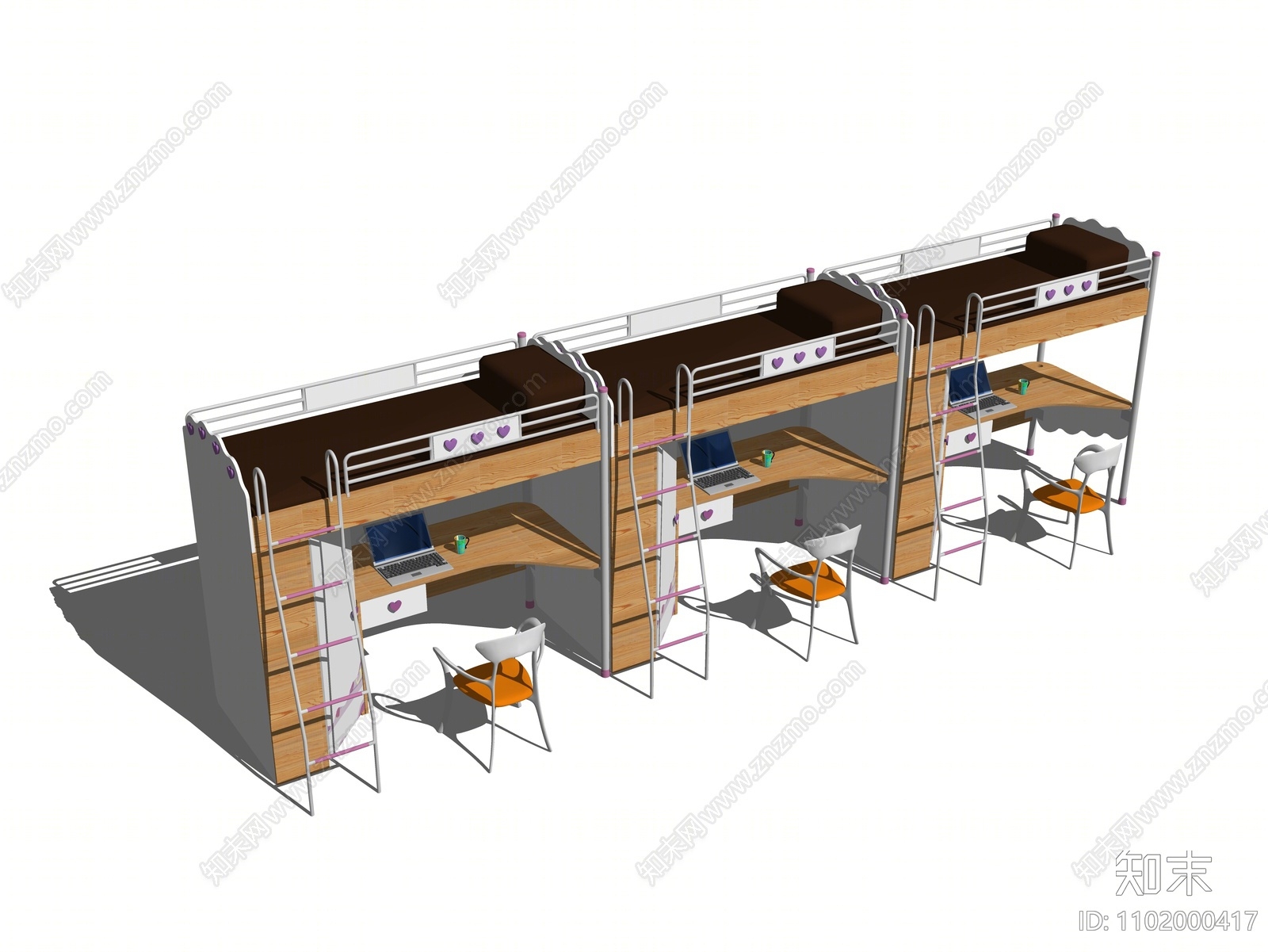 现代双层床SU模型下载【ID:1102000417】