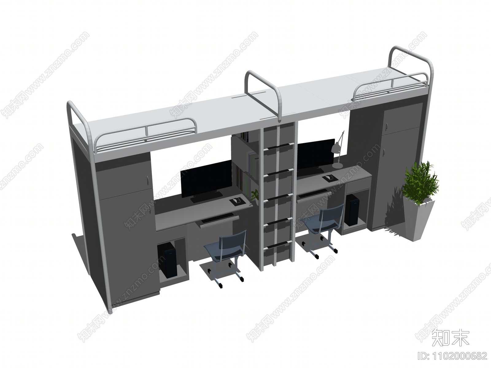 现代双层床SU模型下载【ID:1102000682】