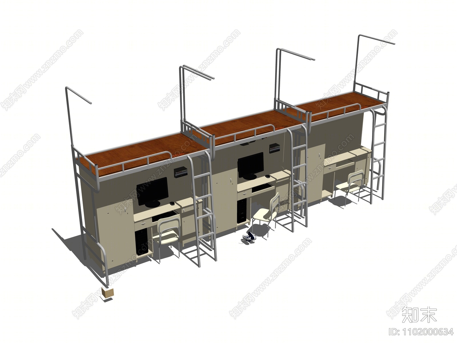 现代双层床SU模型下载【ID:1102000634】