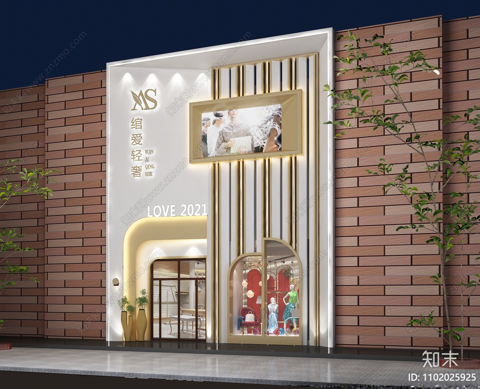 现代女装店门头门面3D模型下载【ID:1102025925】