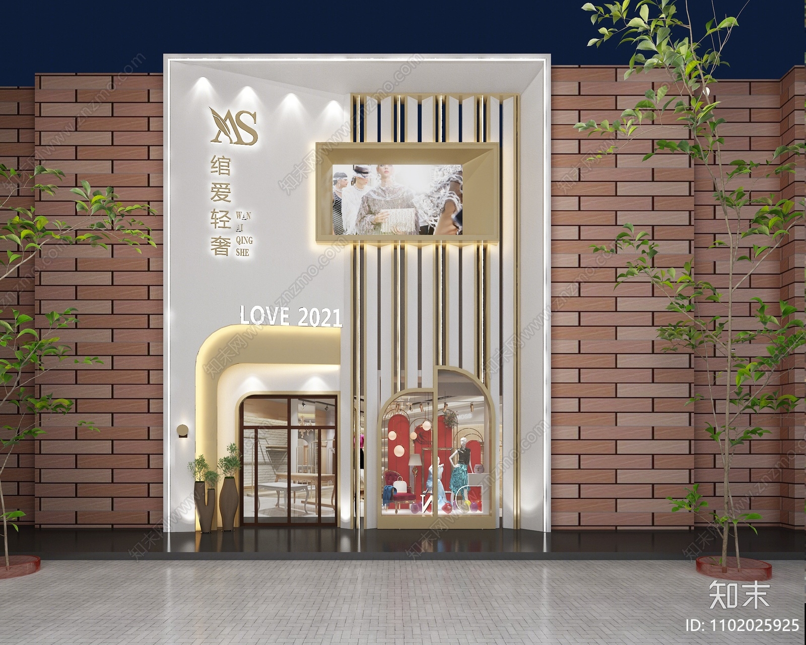 现代女装店门头门面3D模型下载【ID:1102025925】