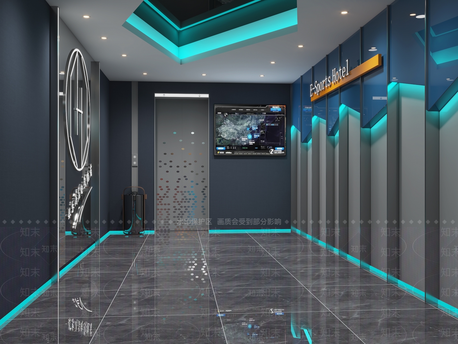 现代电竞酒店客房3D模型下载【ID:1102026539】