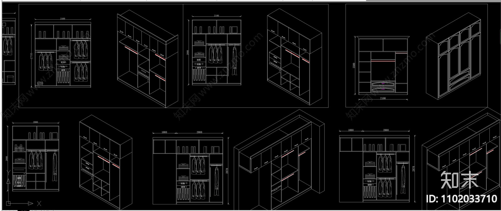 衣柜内部结构立面cad施工图下载【ID:1102033710】