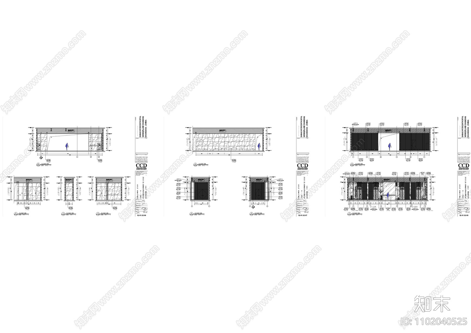 电梯厅公共过道立面图施工图下载【ID:1102040525】