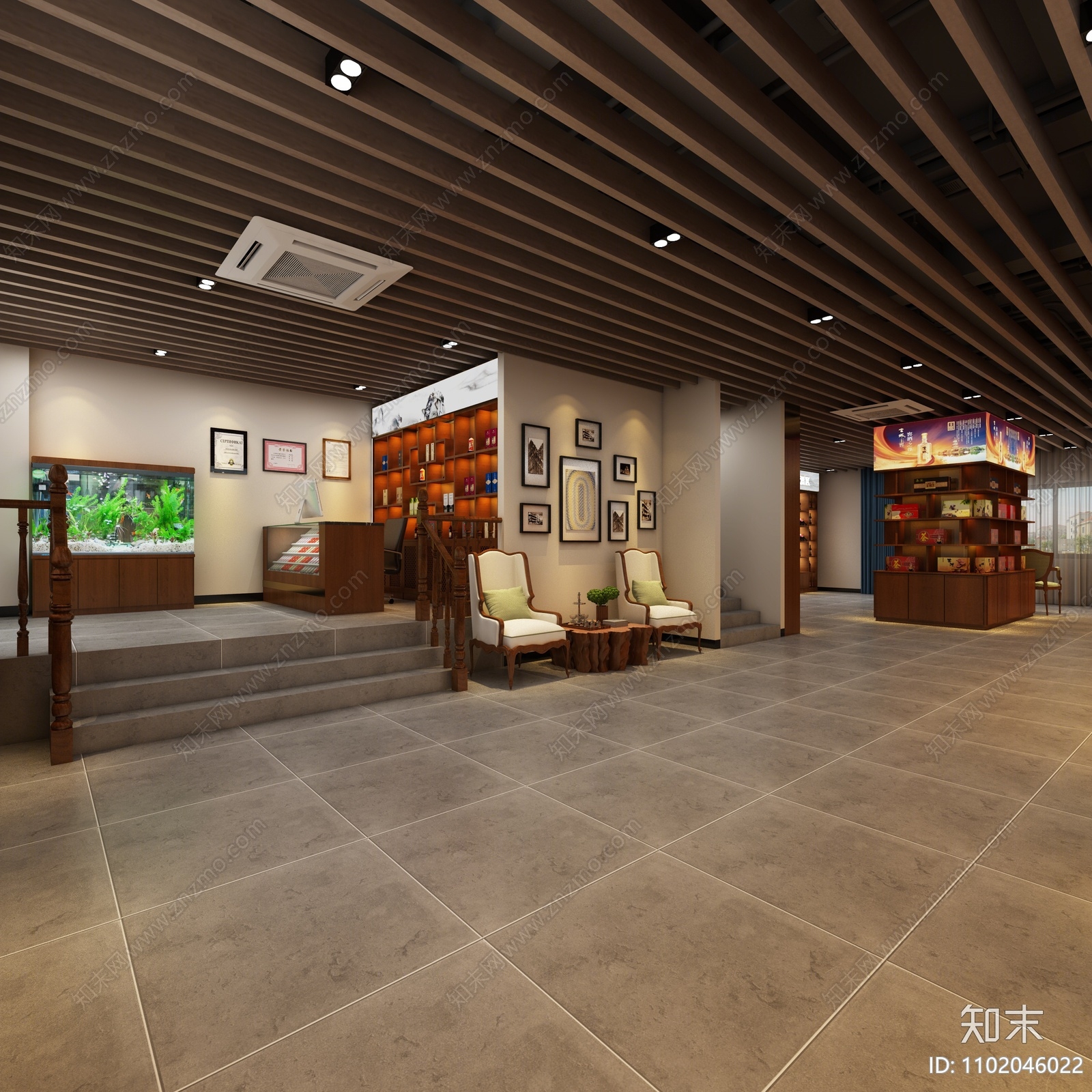 新中式烟酒店3D模型下载【ID:1102046022】