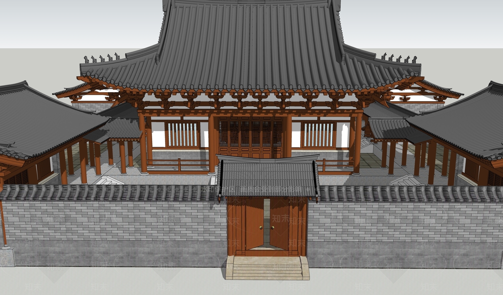 中式风格四合院SU模型下载【ID:1102059282】