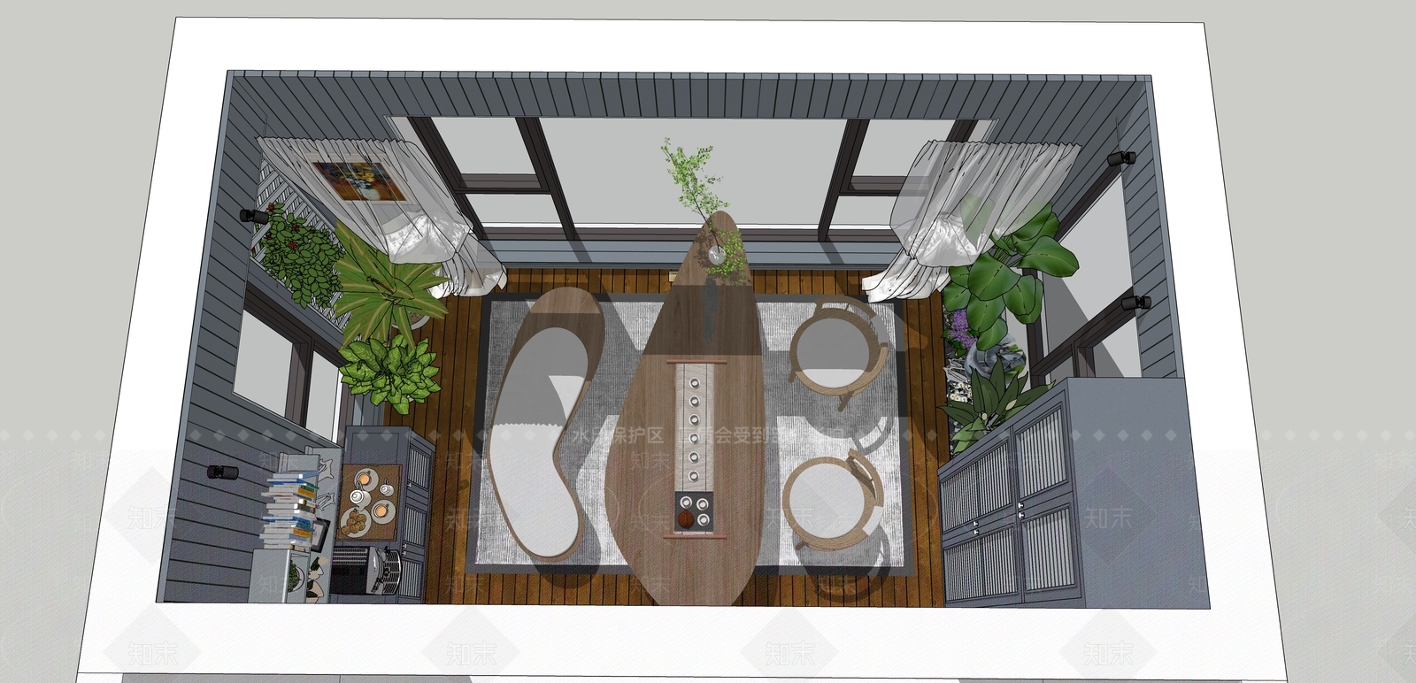 现代家居阳台SU模型下载【ID:1102061086】