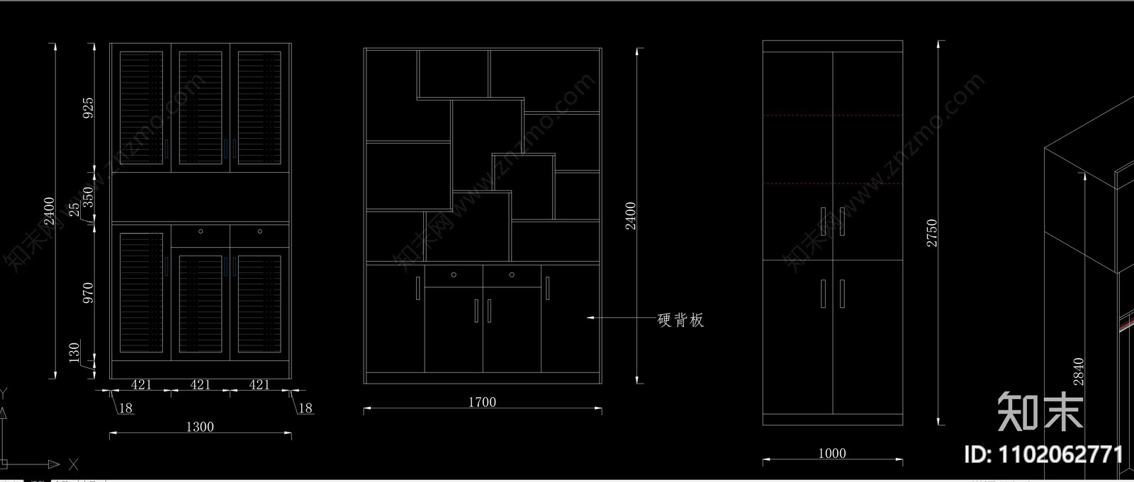 套房各类柜体衣柜橱柜储物柜鞋柜平立面透视图库cad施工图下载【ID:1102062771】