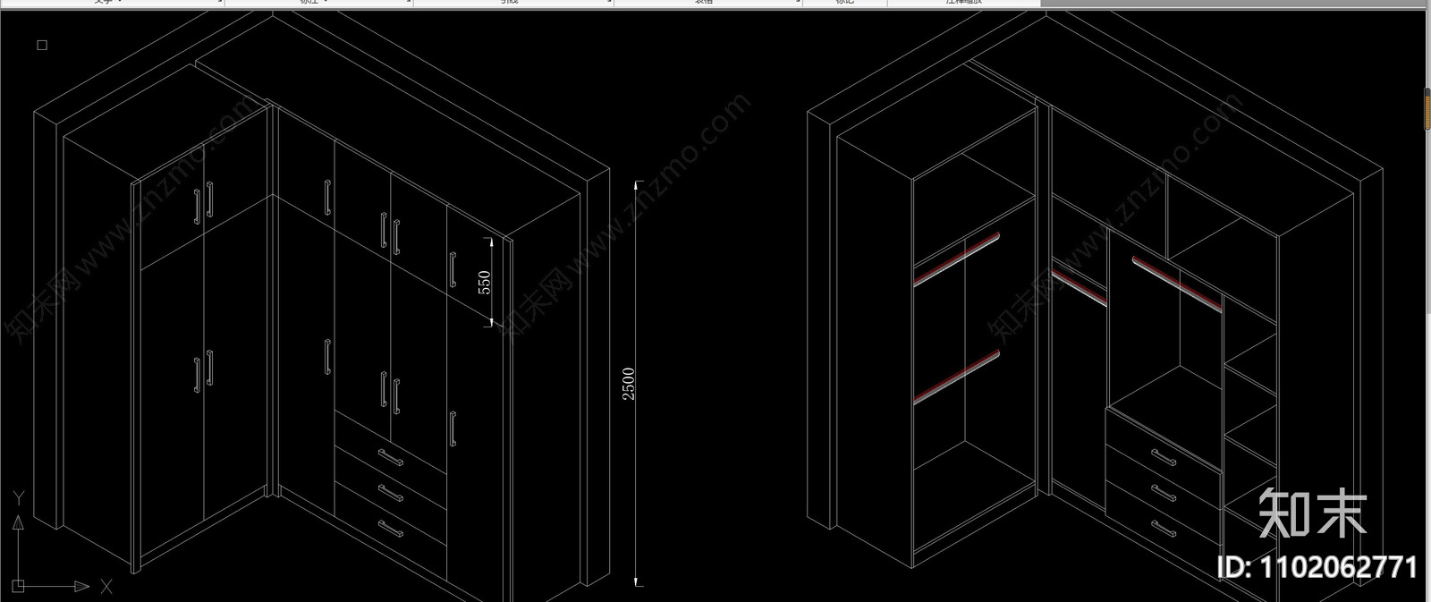 套房各类柜体衣柜橱柜储物柜鞋柜平立面透视图库cad施工图下载【ID:1102062771】