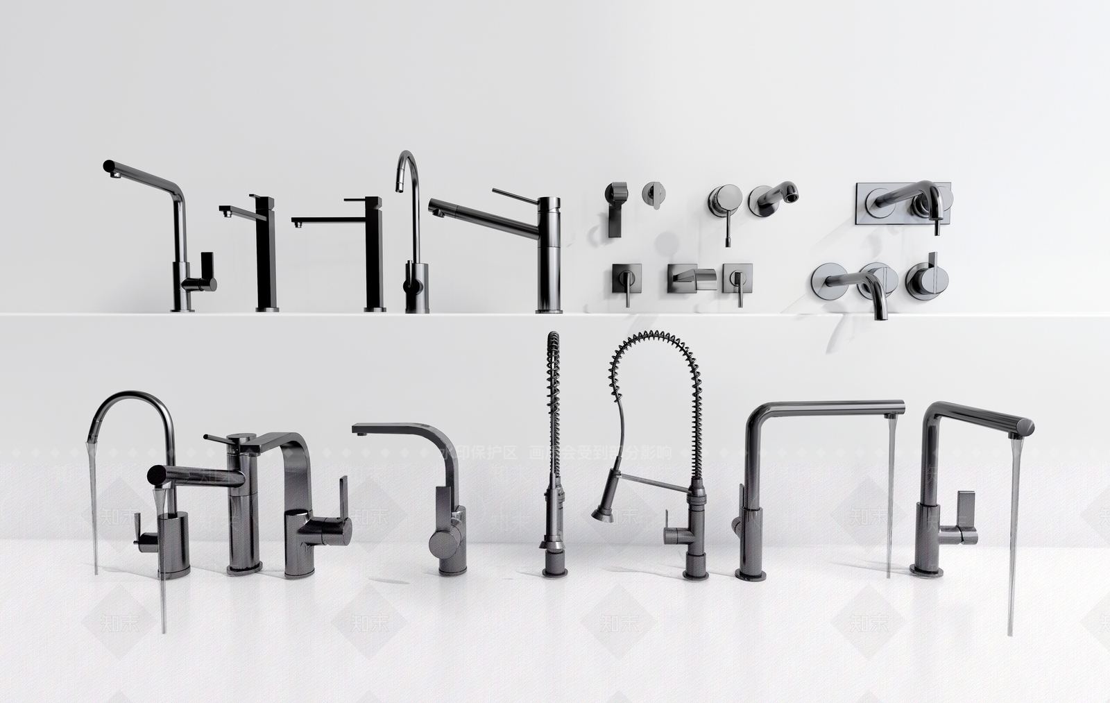 现代不锈钢水龙头SU模型下载【ID:1102070228】