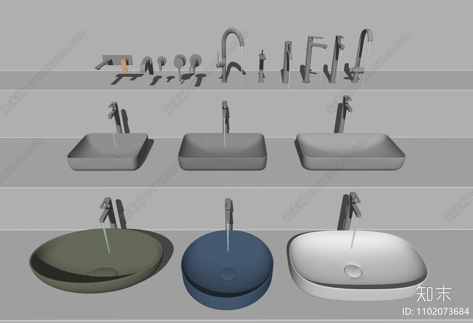 现代洗手台盆SU模型下载【ID:1102073684】