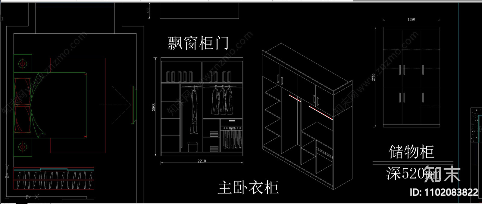 多套房各类柜体cad施工图下载【ID:1102083822】