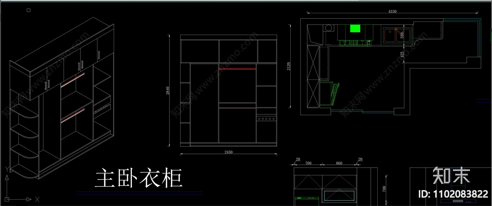 多套房各类柜体cad施工图下载【ID:1102083822】