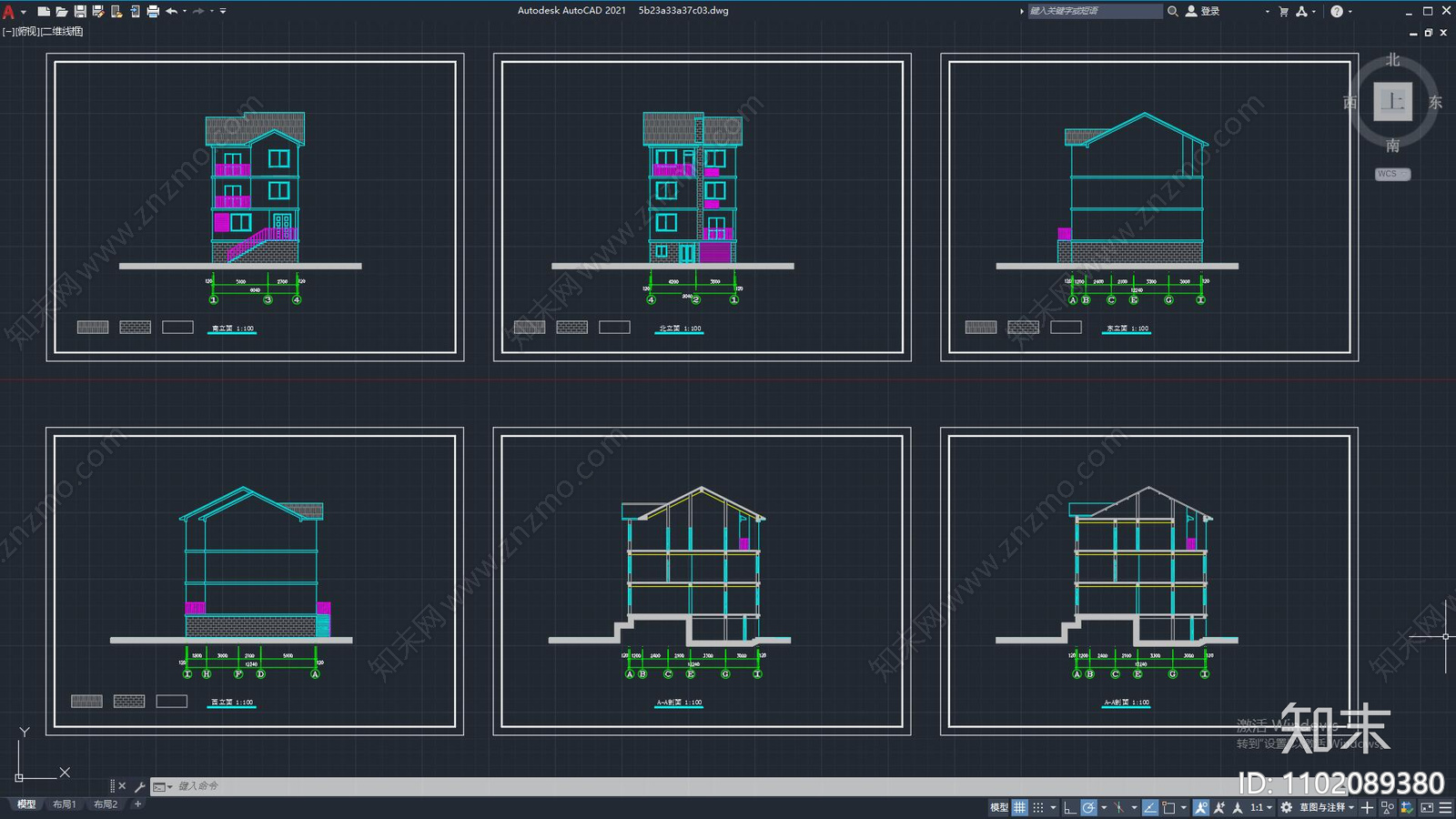 自建房建筑立面图施工图下载【ID:1102089380】
