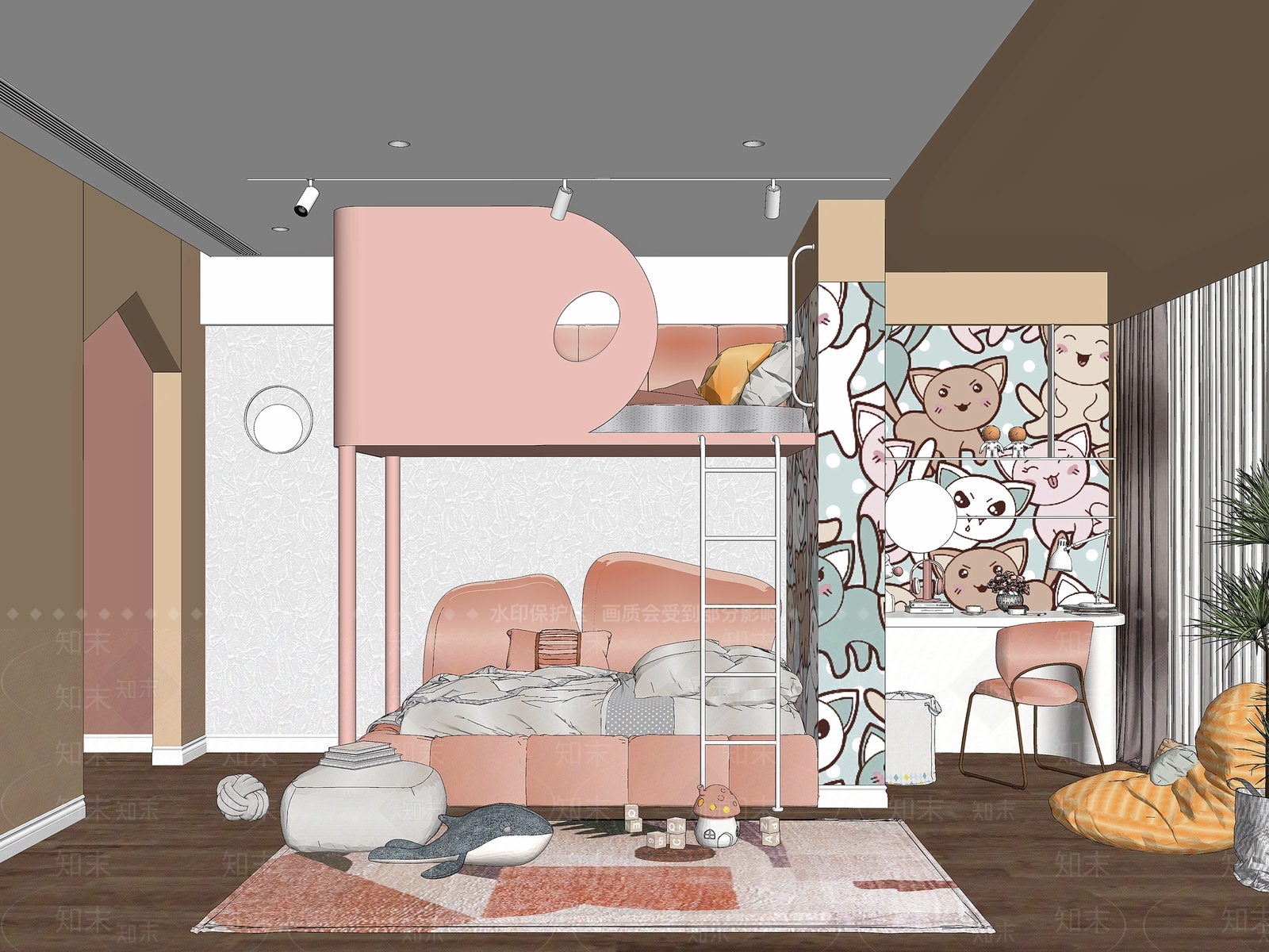 现代儿童房SU模型下载【ID:1102094693】