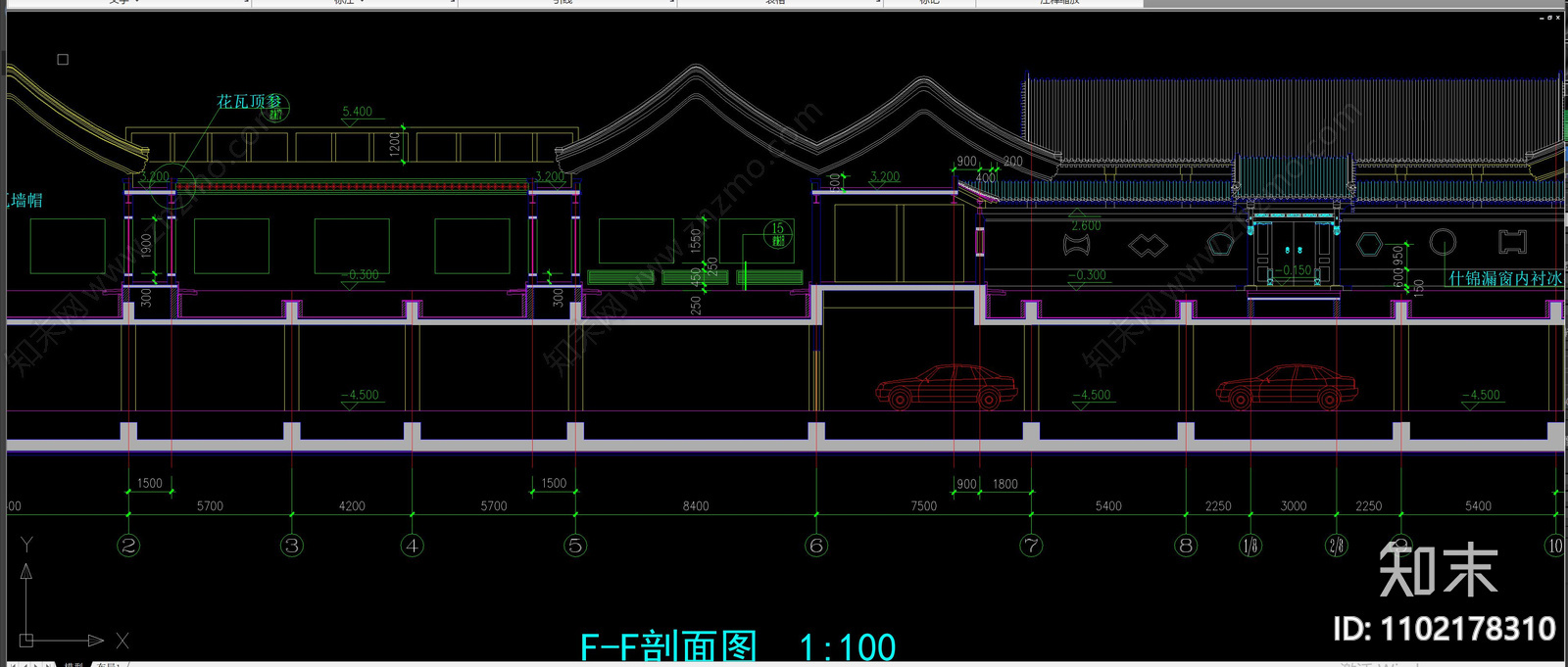 中式古建筑立面剖面图施工图下载【ID:1102178310】